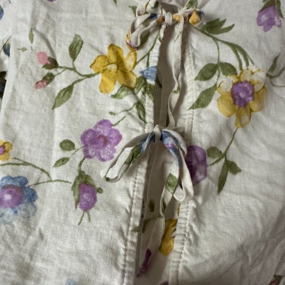 Laura Ashley Floral Bow tie Front Coquette Cottagecore Bridal Ballet XL linen - Picture 2 of 7